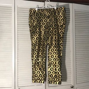 Old Navy Pixie Mid-Rise Pants SZ 14 Gold Floral